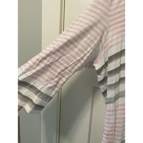 Womens Wild Palms 3/4 Sleeved Striped Gray And Pink Shirt XXL - Picture 3 of 7